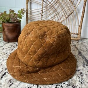 Quilted Brown Suede Bucket Hat